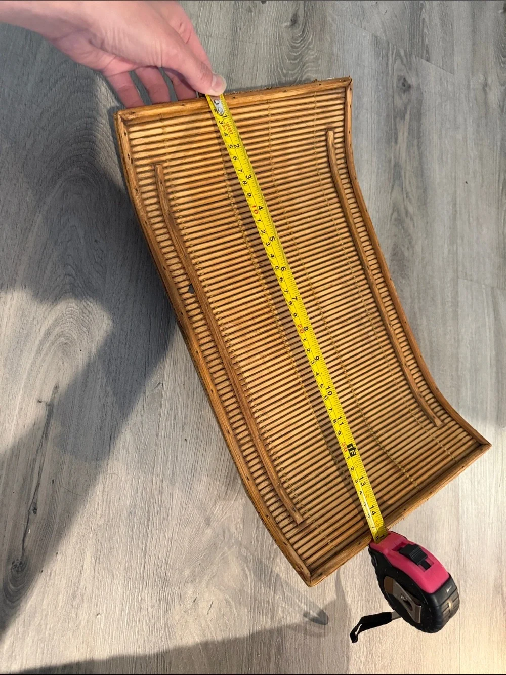 Vintage Curved Rattan Bamboo Display Tray on Feet 💕
